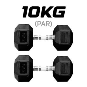 Par de Halteres Sextavado Emborrachado 10KG