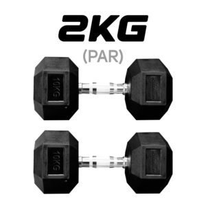 Par de Halteres Sextavado Emborrachado 2KG