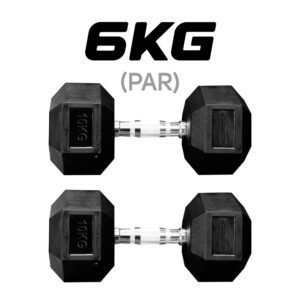 Par de Halteres Sextavado Emborrachado 6KG